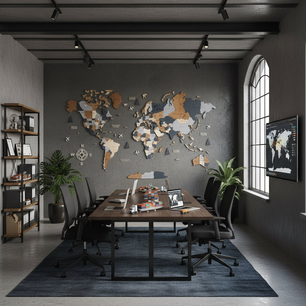 Wooden World Maps for Work space for the team