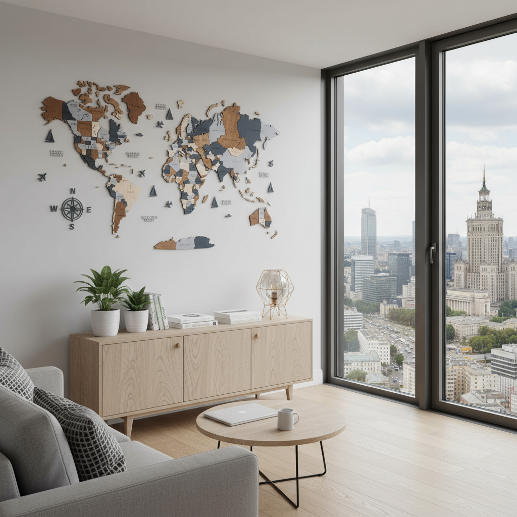 Wooden World Maps for Living Room Style