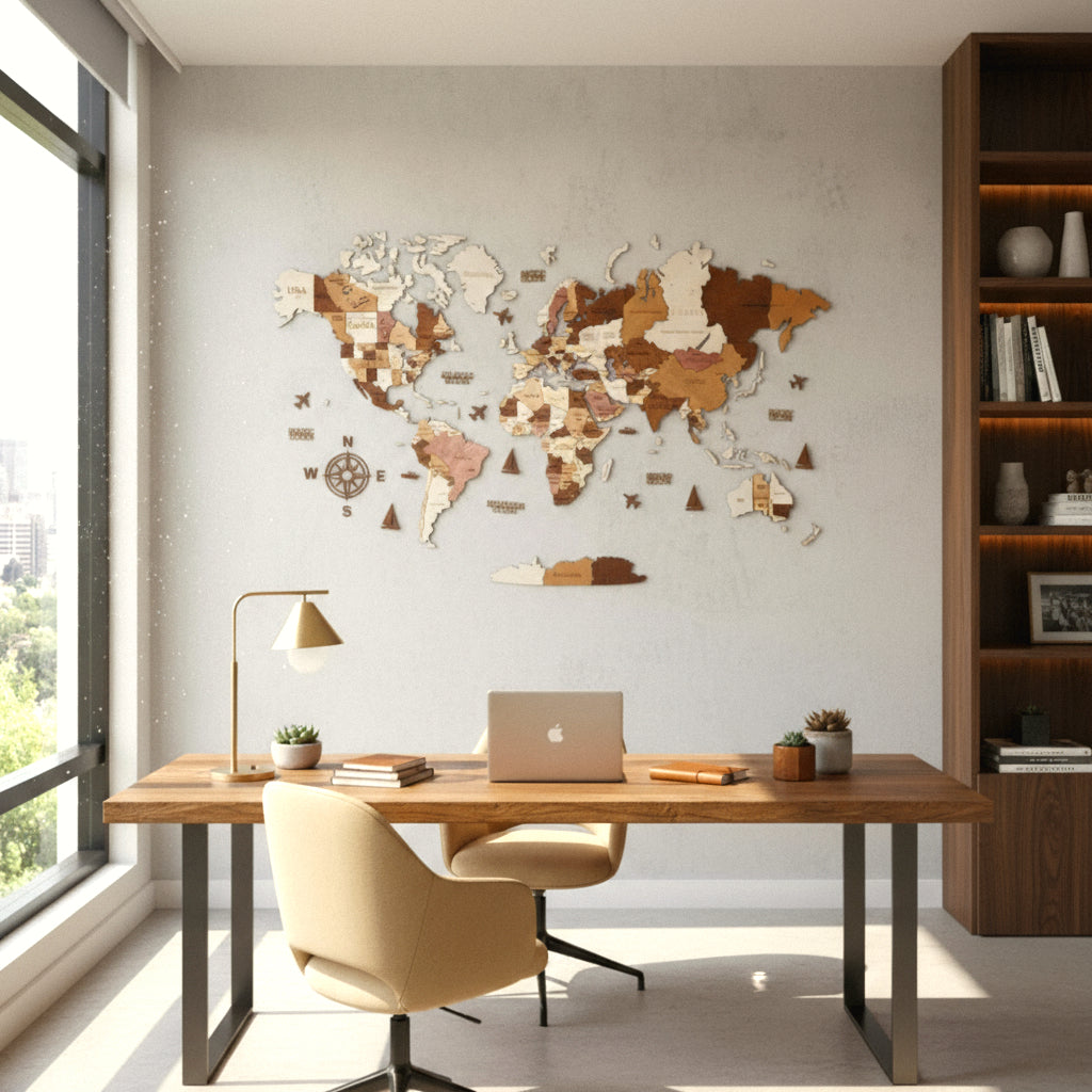 Wooden World Maps Ideas for the office