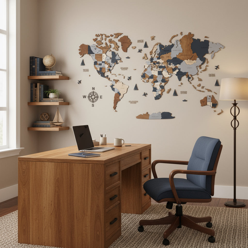 Wooden World Maps for home office