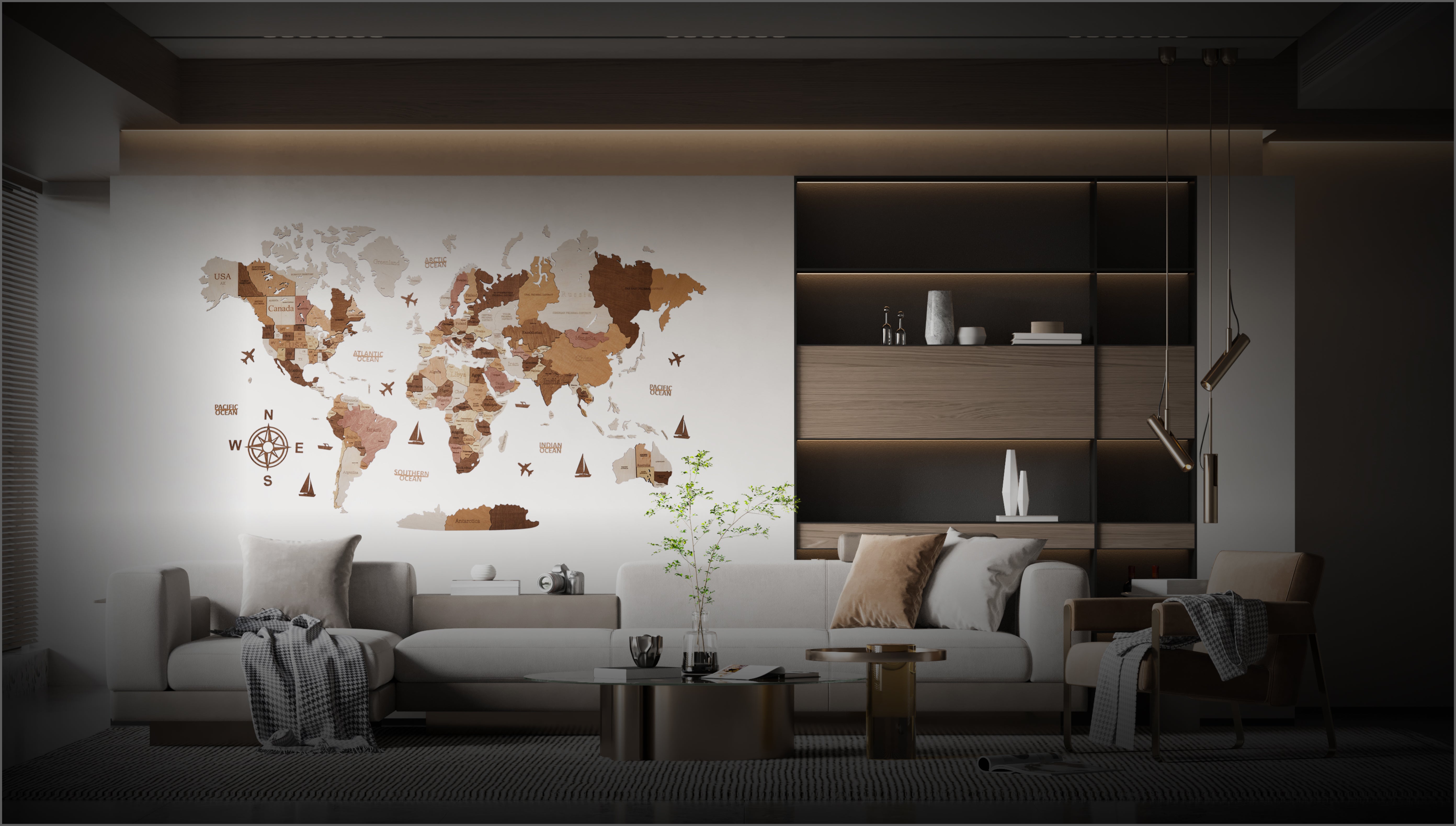 Wooden World Maps WOW WOOD wooden color