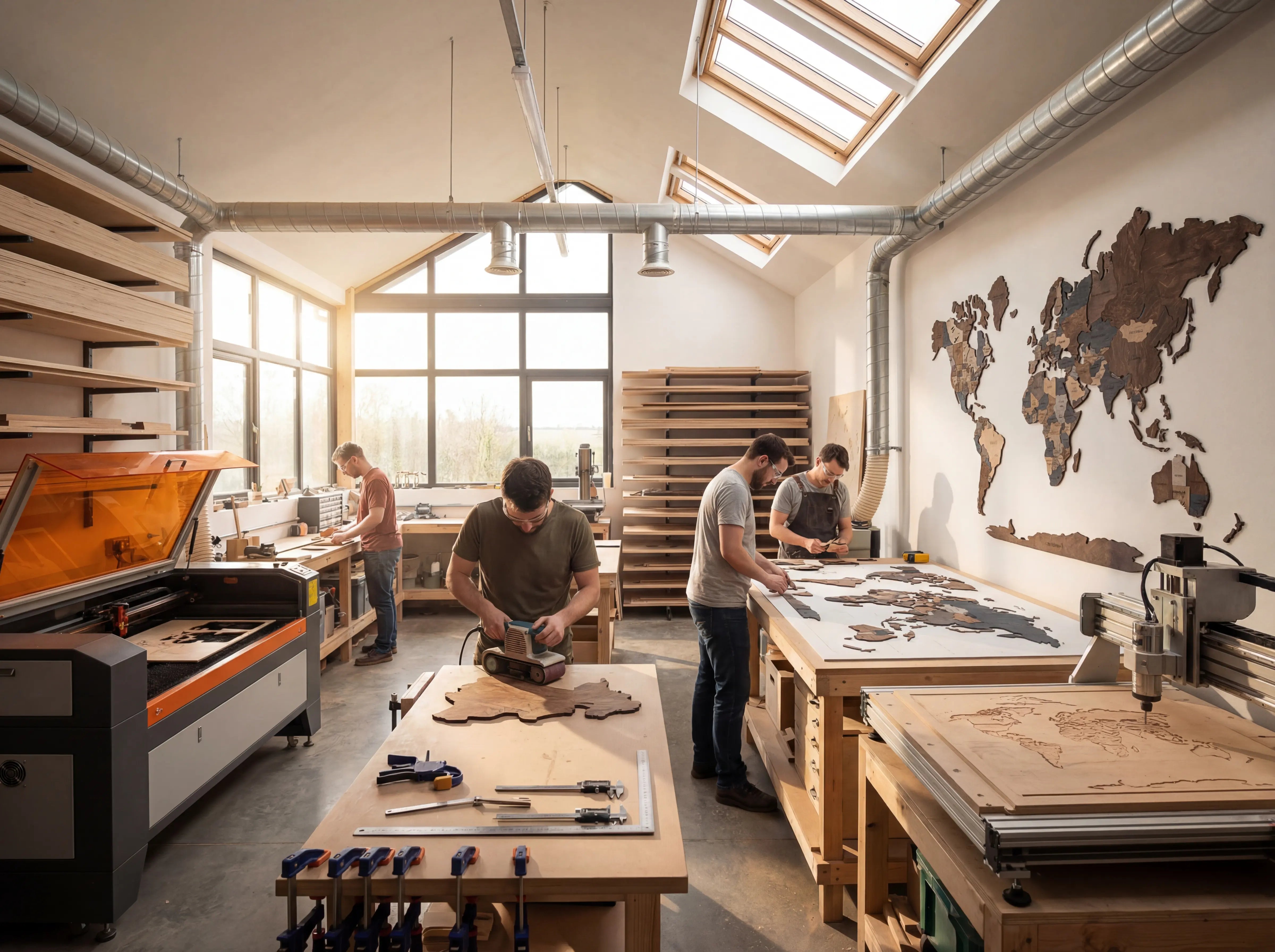 WOW WOOD brand story — premium 3D wooden world maps crafted from birch plywood in Europe