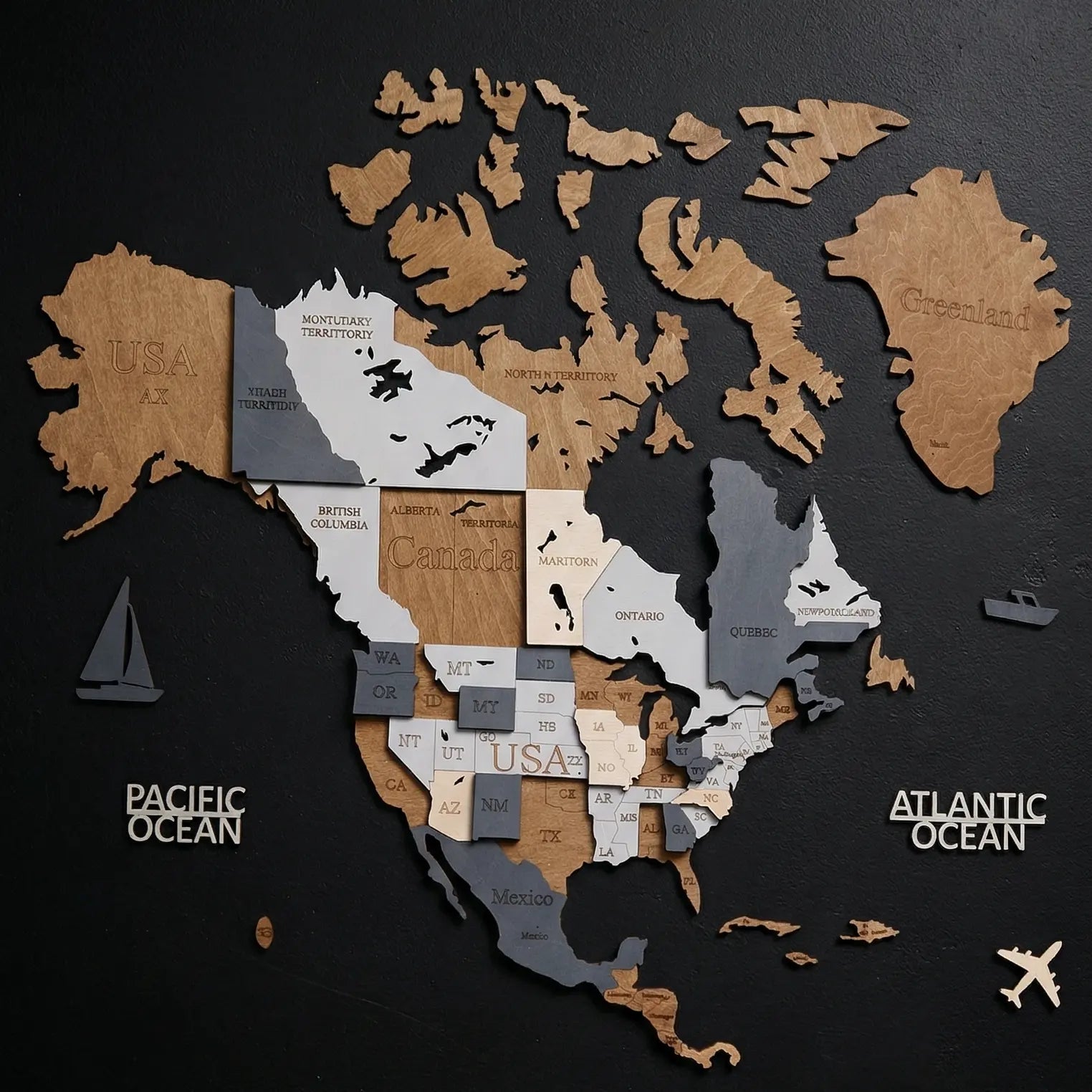 50+ precision laser-cut birch plywood pieces, multi-layered 3D construction