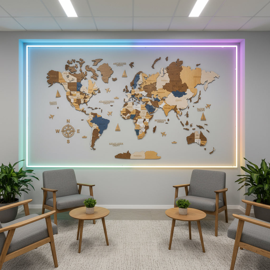 Wooden World Maps for Recreation area
