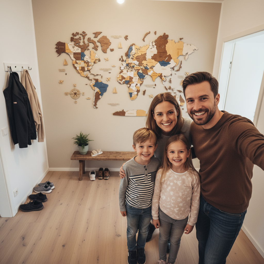 Wooden World Maps Ideal for Hallway
