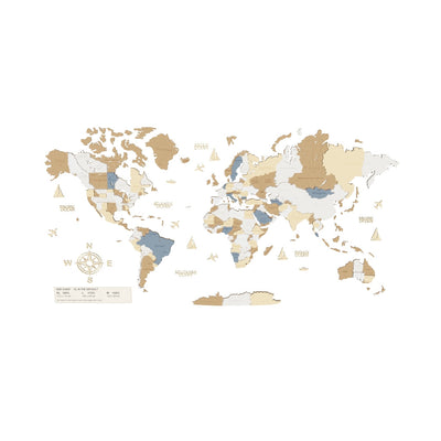 Mappa del mondo 3D in Legno — Multicolore