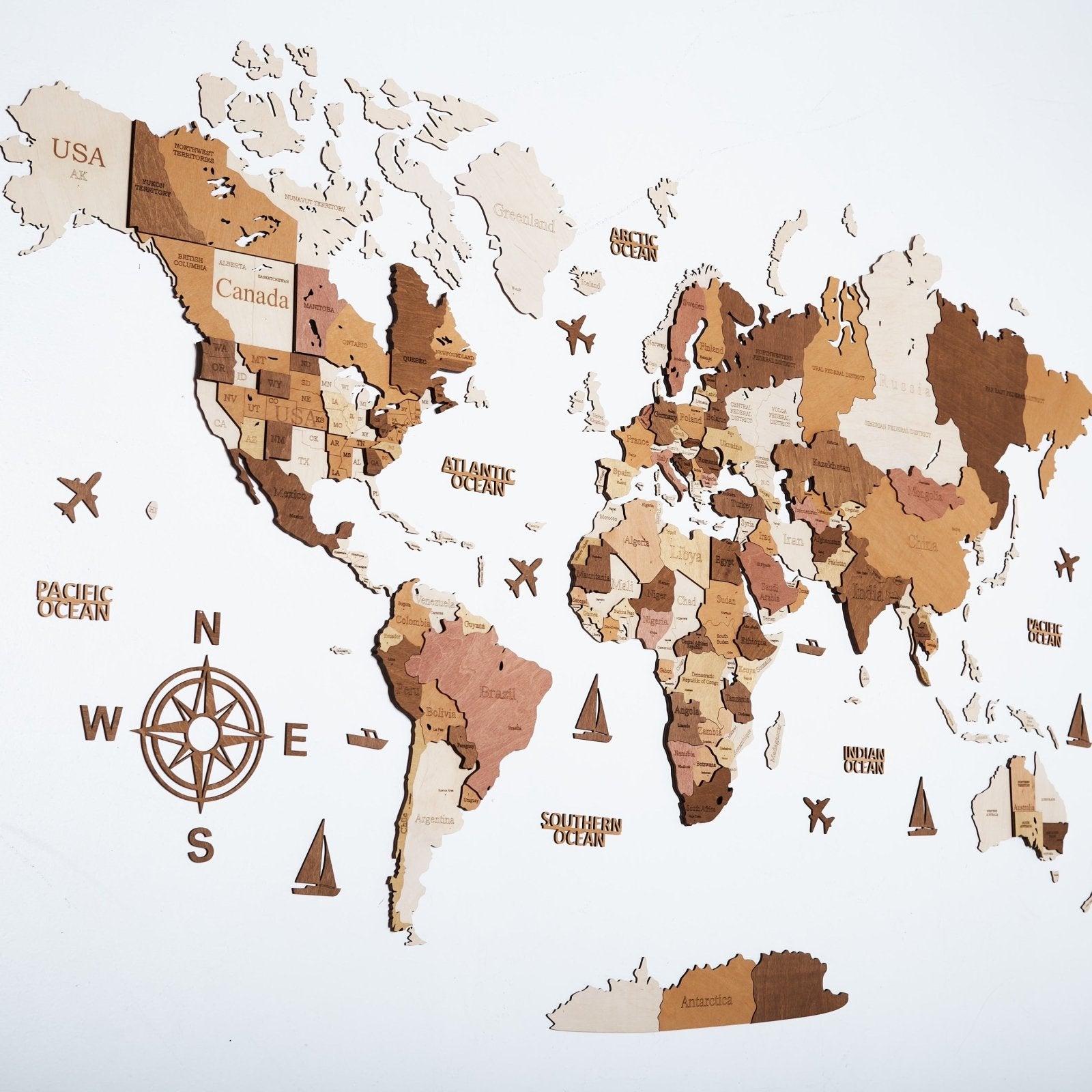 Wood world deals map wall art